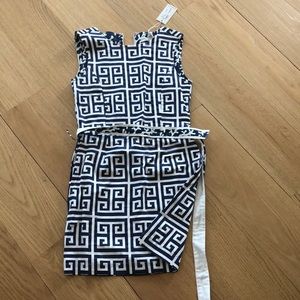 Navy and white dress